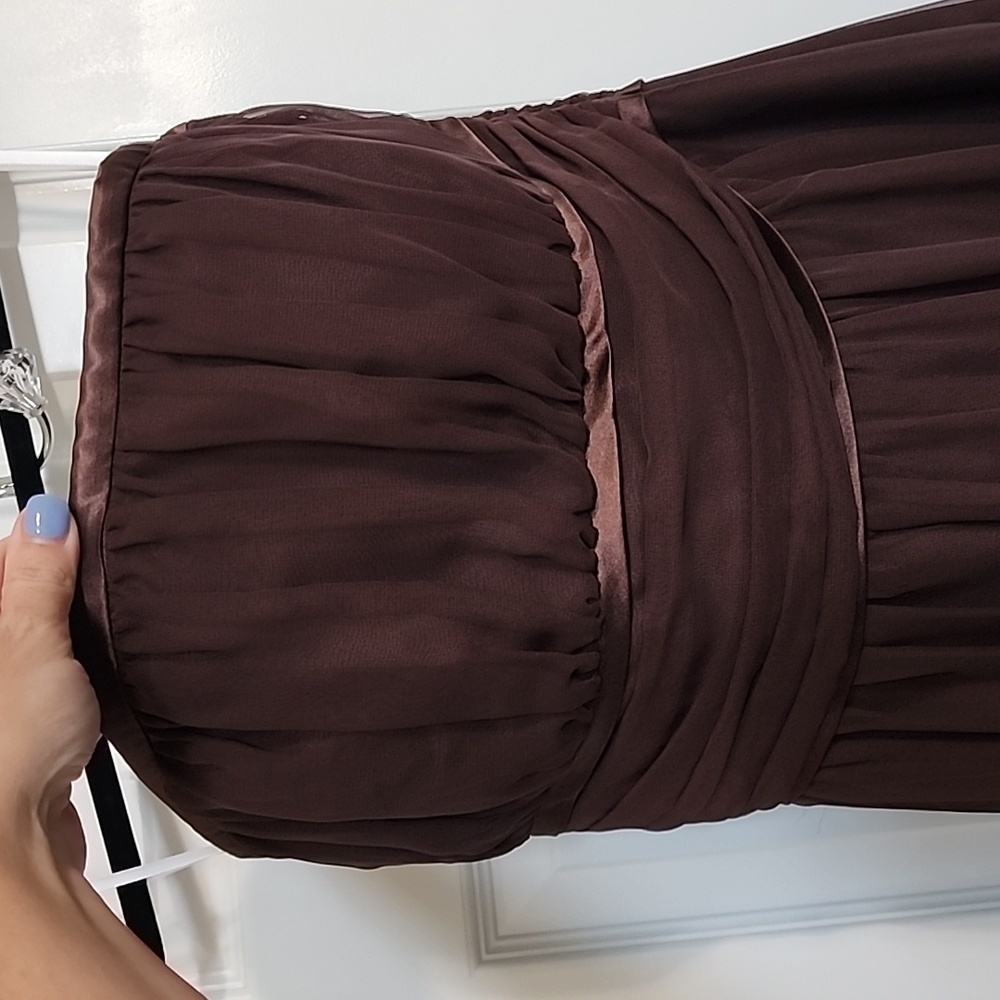 Thread Brown Strapless Floor Length Bridesmaid Dr… - image 2